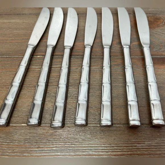 Rebacraft Reed & Barton Stainless Bamboo Flatware Oval Handle 7 Butter Knives